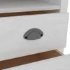 Close-up of a white drawer with a gray handle and a partially open drawer revealing the brown interior. Podgląd zdjęcia produktu