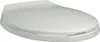 A white toilet seat with a soft-close lid is shown from a slightly elevated side angle against a white background. Produktbild-Vorschau