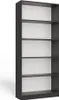 A dark grey, open bookshelf with five shelves against a white background. Voir les images du produit