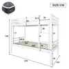 A diagram of a white bunk bed with dimensions indicated by lines and numbers. Anteprima dell’immagine prodotto
