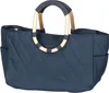 A quilted navy blue tote bag with gold and navy handles is shown against a white background. Anteprima dell’immagine prodotto