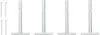 Four silver-colored shelf brackets and four silver-colored nails are arranged on a white background. Produktbild-Vorschau