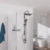 A modern bathroom with a black shower system, a bathtub, and a towel hanging on the wall. Anteprima dell’immagine prodotto