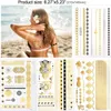 12 Blätter Metallic Temporäre Tattoos Gold Schwarz Silber Produktbild-Vorschau 2