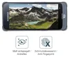A rugged smartphone displaying a mountain landscape, with icons and text describing its features. Produktbild-Vorschau