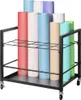 A black metal rolling organizer filled with colorful rolls of paper or fabric. Anteprima dell’immagine prodotto
