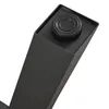 A close-up view of the top of a black metal table leg with an adjustable foot. Podgląd zdjęcia produktu