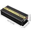 A black power inverter with yellow and red accents, shown with dimensions indicated by white lines and text. Náhľad obrázku produktu
