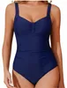 Badeanzug Damen Bauchweg - Einteiler Dunkelblau - Push Up - Produktbild-Vorschau 9