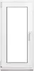 A white window frame with a clear glass pane. Produktbild-Vorschau