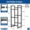 A diagram showing the dimensions and features of a metal rack, likely for storing beverage crates. Produktbild-Vorschau