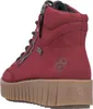 A red women's boot with a brown sole. Produktbild-Vorschau