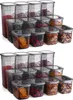 A set of clear plastic food storage containers with anthracite lids, filled with various food items. Náhľad obrázku produktu