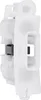 A white plastic part of a washing machine door lock mechanism, viewed from the side. Voir les images du produit