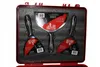 A set of three putty knives of different sizes is displayed inside a red carrying case with black foam padding. Produktbild-Vorschau