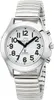 A close-up studio shot of a silver analog watch with a white face and a metal expansion band. Podgląd zdjęcia produktu