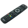 A black remote control is shown from a diagonal angle against a white background. Produktbild-Vorschau