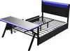 A gaming platform bed with an integrated desk and LED lighting. Voir les images du produit