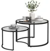 HOMCOM Couchtisch 2er-Set, Beistelltisch mit Stahlgestell, Produktbild-Vorschau 1