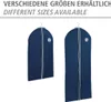 Two dark blue garment bags of different sizes are shown hanging against a white background. Produktbild-Vorschau