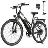 A black electric bicycle with accessories shown on a white background. Produktbild-Vorschau