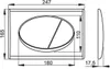 Technical drawing with dimensions of a toilet flush plate. Produktbild-Vorschau