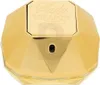 A close-up, front-facing view of a gold-colored perfume bottle. Produktbild-Vorschau