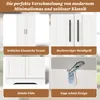 A collage of four images showcasing different features of a white cabinet. Voir les images du produit