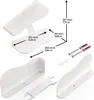 Product components and dimensions for a white sneaker wall mount. Produktbild-Vorschau
