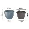 Two planters with dimensions indicated by measurement lines and text. Produktbild-Vorschau