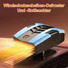 A car interior with a blue and black car heater/defroster emitting orange heat waves. Produktbild-Vorschau