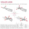 Diagrams showing how to shape a Christmas tree, with accompanying text in German. Produktbild-Vorschau