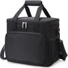 A black insulated lunch bag with a front pocket and mesh side pockets. Produktbild-Vorschau