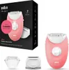 A collage of product images showing a pink Braun Silk-épil 3 epilator, its packaging, and accessories. Náhľad obrázku produktu