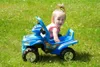 A young child sits in a blue toy quad bike on a grassy lawn. Anteprima dell’immagine prodotto