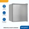 A mini refrigerator with feature icons and text on a white background. Produktbild-Vorschau