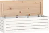 A white wooden storage chest with its lid open, showing the interior and hinges. Produktbild-Vorschau