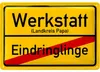 Blechschild Werkstatt Eindringlinge, Papas Werkstatt Produktbild-Vorschau 1