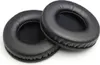 Two black leather ear pads for headphones are shown on a white background. Produktbild-Vorschau