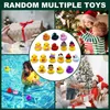 A collage of images showing rubber ducks in various settings, including a gift box, a Christmas tree, a swimming pool, and people exchanging gifts. Produktbild-Vorschau
