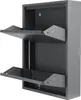 A gray metal shoe cabinet with two flip-down shelves. Produktbild-Vorschau