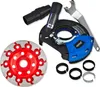 A collection of tools for a grinder, including a diamond grinding disc, a dust shroud, and adapters. Produktbild-Vorschau