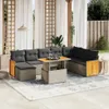 The Living Store 9-tlg. Garten-Sofagarnitur mit Kissen Grau Produktbild-Vorschau 2