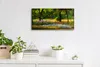 Küche Wohnzimmer Wand Leinwand Uhr 60x30 Malerei Wald Bäume Produktbild-Vorschau 3