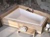 A modern bathroom with a built-in corner bathtub. Produktbild-Vorschau