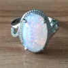 Mode Frauen super glänzende ovale Form künstliche Opal Ring Produktbild-Vorschau 8
