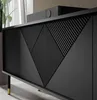 A close-up view of a black sideboard with a geometric pattern on the front. Produktbild-Vorschau