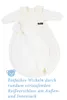 A white baby sleeping bag is laid out flat against a white background. Produktbild-Vorschau