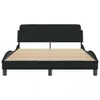 A black upholstered bed frame with a slatted base. Podgląd zdjęcia produktu