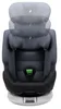 A front view of a gray and black child car seat with adjustable headrest positions shown in a faded overlay. Produktbild-Vorschau